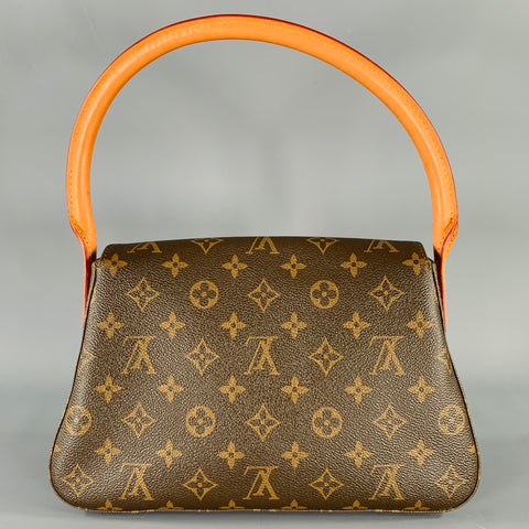 LOUIS VUITTON Brown Beige Monogram Leather Coated Canvas Bag
