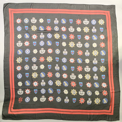 ALEXANDER MCQUEEN Size L Black Red Crest Skull Square Scarf