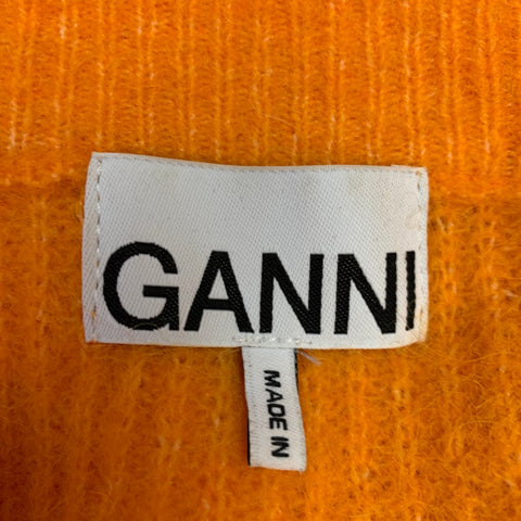 GANNI Size S Orange Alpaca Blend Rhinestones Knit Cardigan