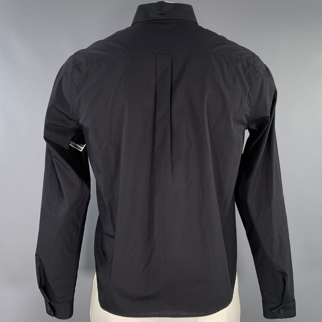 PRADA SS18 Size L James Jean Laser Monkey Black White Graphic Cotton Long Sleeve Shirt