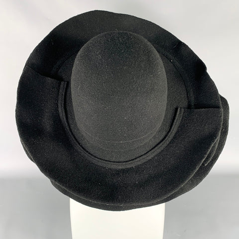 COMME des GARCONS AW18 Size M Black Wool Layered Brim Felt Hat
