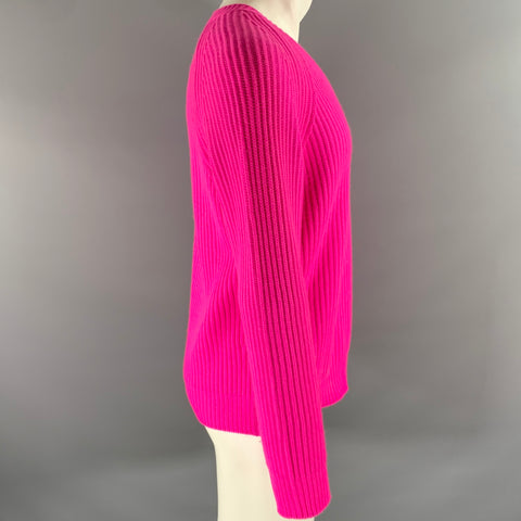 TOM FORD Size S Pink Ribbed Knit Cashmere V-Neck Sweater