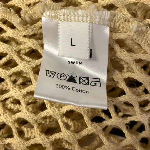 CMMN SWDN Size L Tan Khaki Knit Cotton See Through Tank Top