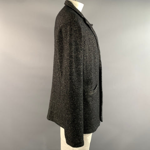 JOHN VARVATOS Size XXL Grey Black Knit Wool Linen Notch Lapel Jacket