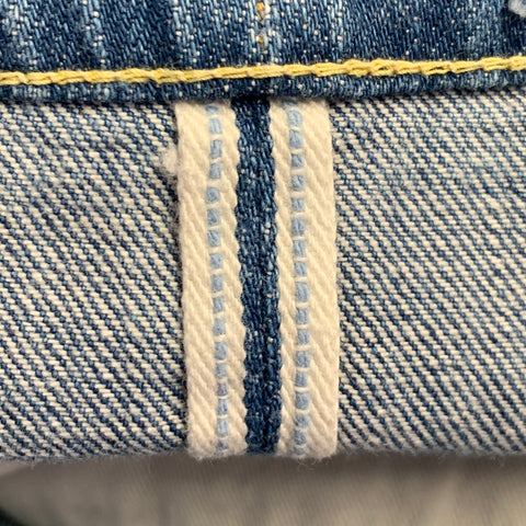 VISVIM Size 34 Social Sculpture 10D5 Blue Distressed Cotton Selvedge Button Fly Jeans