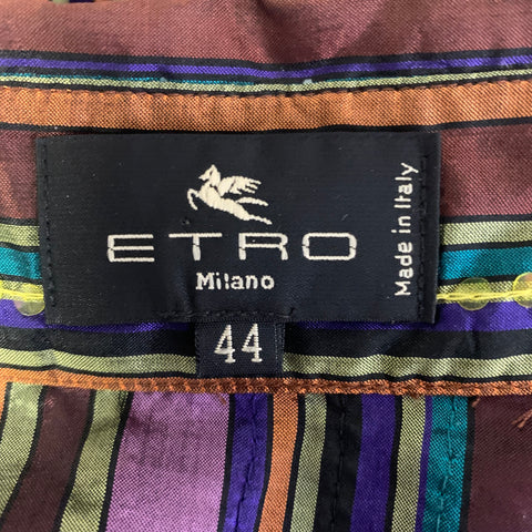 ETRO Size 8 Purple Rust Silk Stripe Pointed Collar Shirt