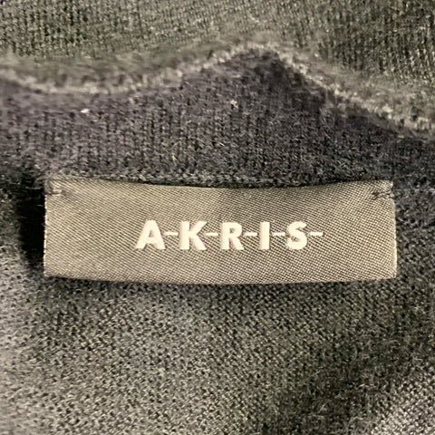 AKRIS Size 12 Black Cashmere Layered Crew Neck Pullover