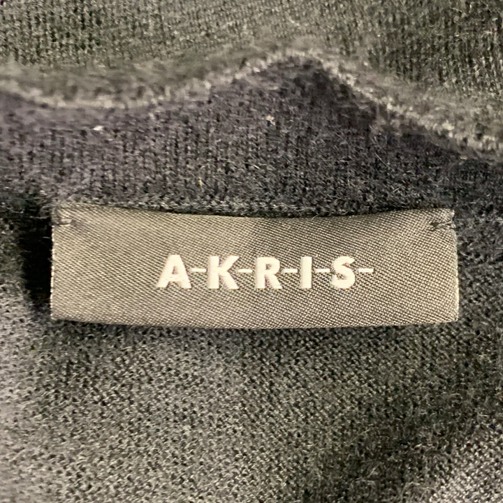 AKRIS Size 12 Black Cashmere Layered Crew Neck Pullover