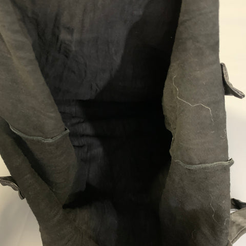 NO BRAND Black Wrinkled Leather Tote Handbag