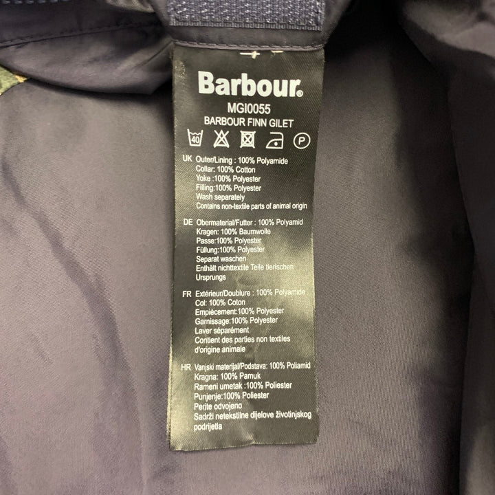 BARBOUR Size XL Finn Navy Quilted Polyamide Zip Up Puffer Vest