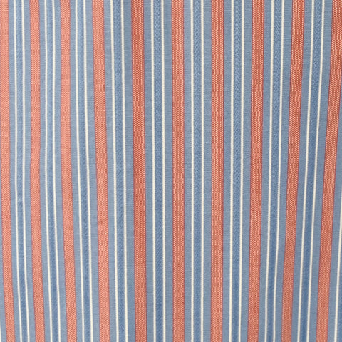 CHARVET Size L Blue Pink Stripe Cotton Curved Cutaway Long Sleeve Shirt