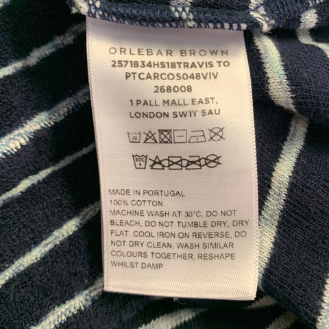 ORLEBAR BROWN Size M Navy White Pinstripe Cotton Terry Two Pockets Short Sleeve Shirt