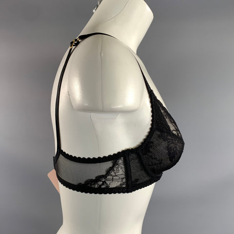 AGENT PROVOCATEUR Size 32 Black Polyamide Blend Lace Bralette Lingerie