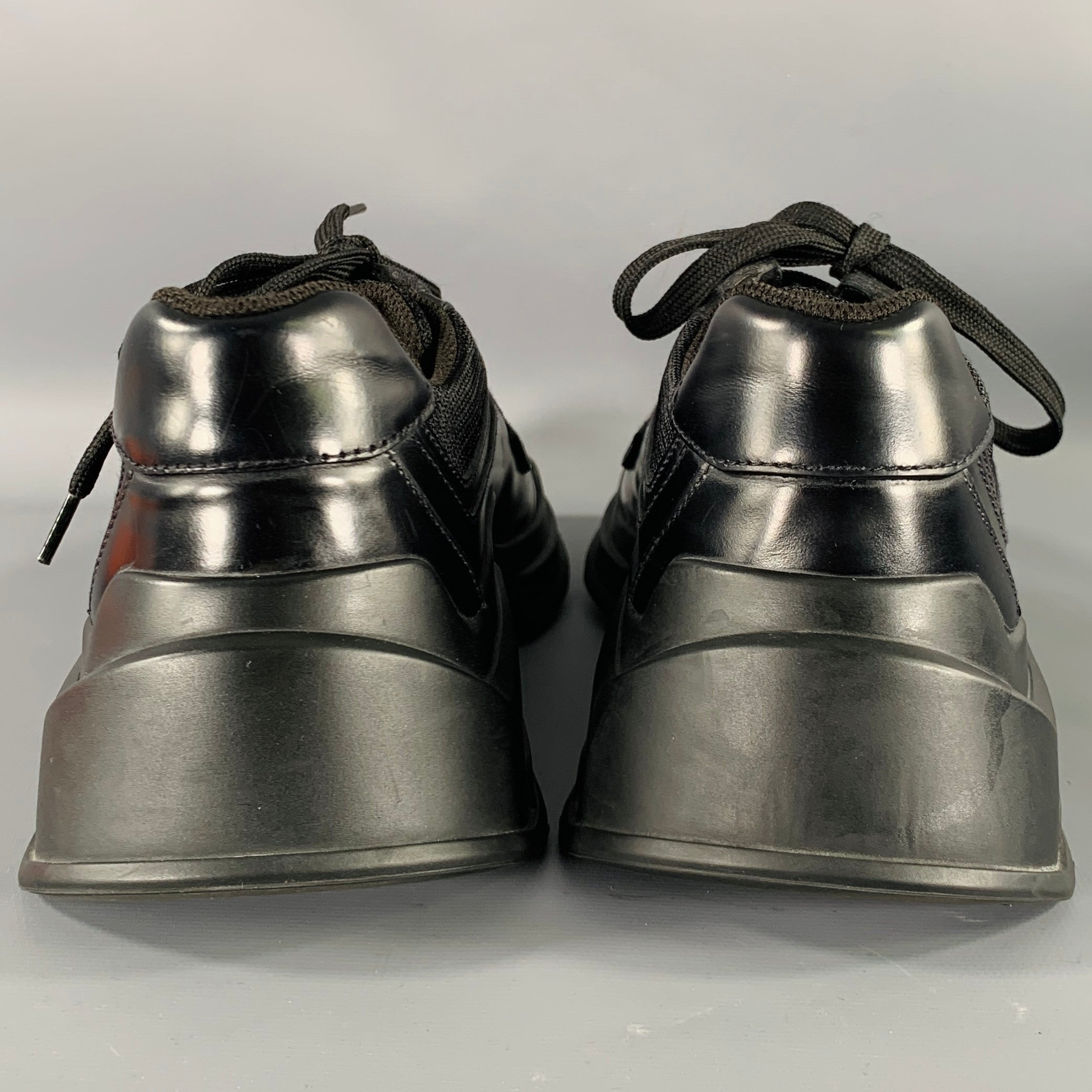 PRADA Size 7.5 Black Mesh Leather Sneakers – Sui Generis Designer