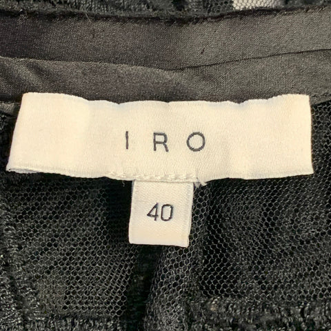 IRO Size 8 Black Mesh Geometric Sleeveless Crew Neck Casual Top