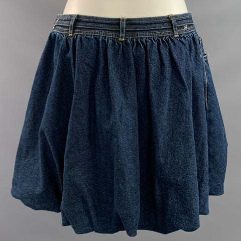 CINQ a' SEPT Size 8 Navy Cotton Bubble Hem Mini Skirt