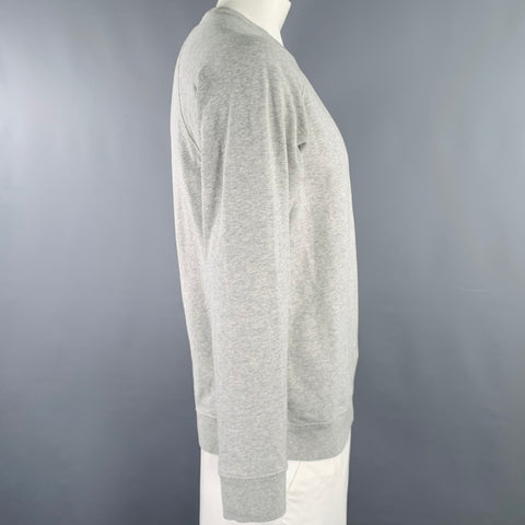 BARBOUR Size L Heather Grey Black Cotton Crew Neck Pullover