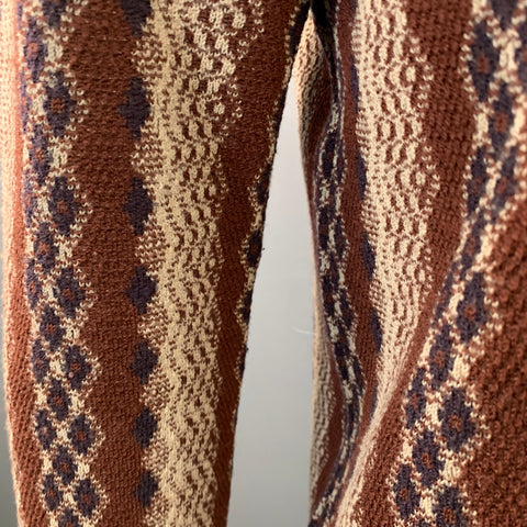 DRIES VAN NOTEN Size L Beige Orange Geometric Wool Zip Up Sweater