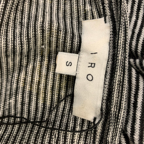 IRO Size S Black White Stripe Linen Crew-Neck T-shirt