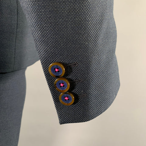 TED BAKER Size 36 Navy Pink Contrast Stitch Polyester Blend Suit