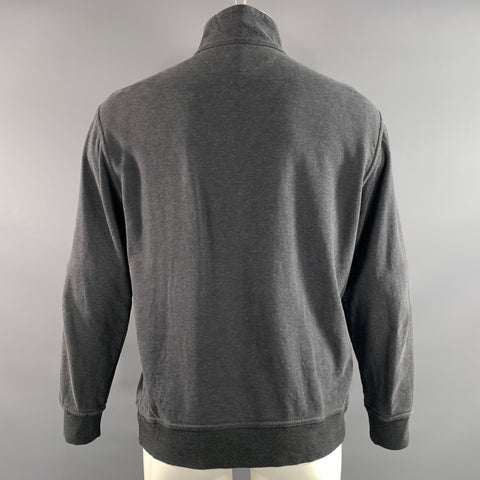 BRUNELLO CUCINELLI Size M Grey Heather Cotton 1/2 zip Pullover