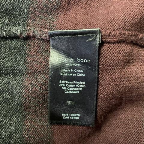 RAG & BONE Size M Burgundy Grey Black Color Block Cotton Cashmere Ribbed Polo