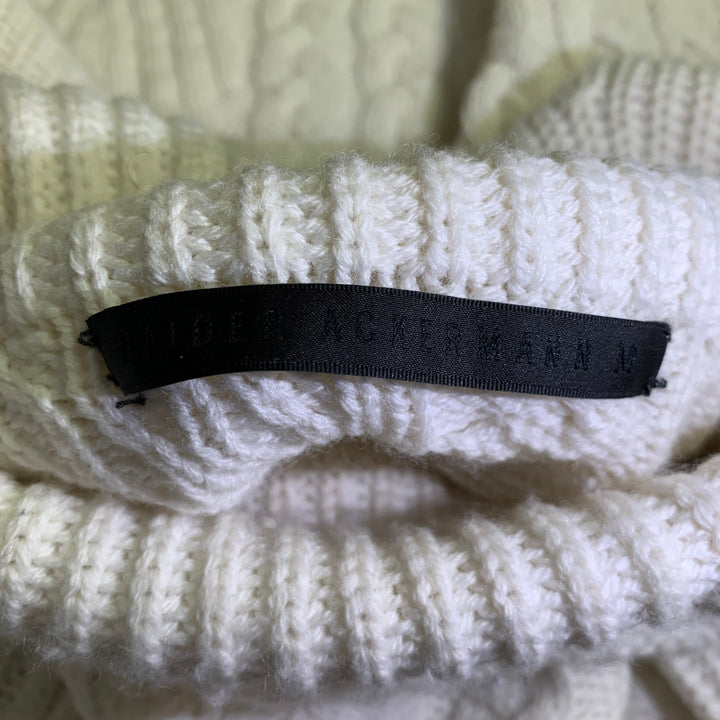 HAIDER ACKERMANN Size M Cream Cable Knit Cashmere Turtleneck Sweater