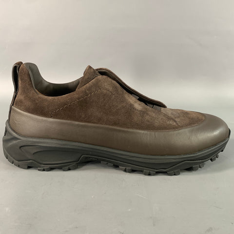 ZEGNA Size 9.5 Brown Solid Suede Slip On Sneakers