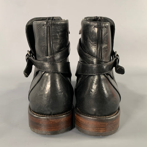 UNTAMED STREET Size 12 Black Distressed Leather Side Zipper Boots