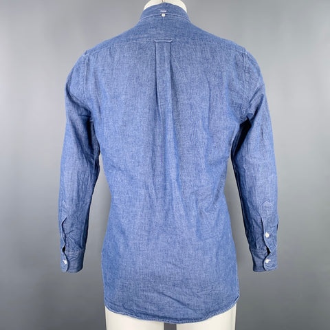 GITMAN BROS Size M Blue Cotton One Pocket Long Sleeve Shirt