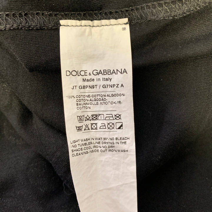 DOLCE & GABBANA Size 38 Black White Polka Dot Stripes Cotton Short Sleeve Shirt