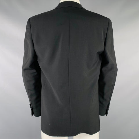 GIAN GIACOMO SOLERI Size 38 Black Wool Mohair Double Breasted Sport Coat