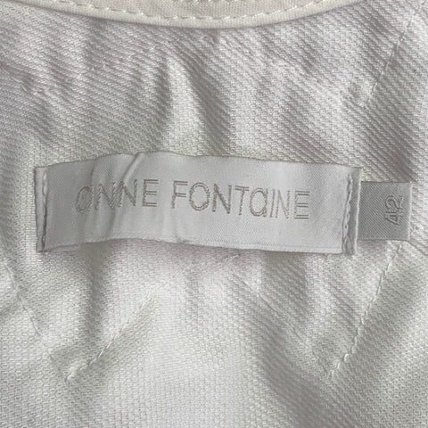 ANNE FONTAINE Size 10 White Cotton Ruffled Sleeveless Dress Top