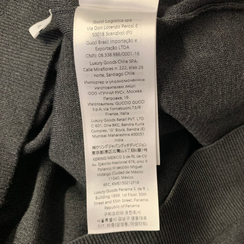 GUCCI Size XL Grey Dark Grey Knitted Silk Cotton Crew Neck Pullover