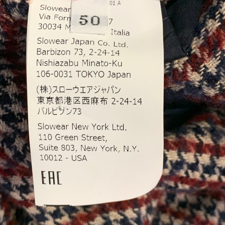 MONTEDORO Size 40 Beige Navy Burgundy Houndstooth Sport Coat