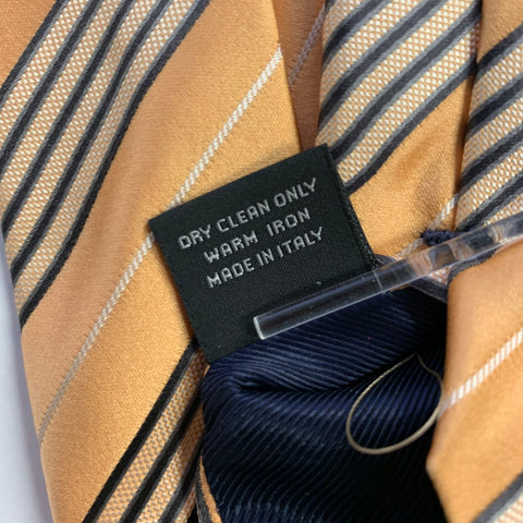ERMENEGILDO ZEGNA  One Size Peach Black Diagonal Stripe Silk Tie