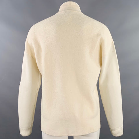 REISS Size S Cream Mixed Materials Wool 1/4 Zip Pullover
