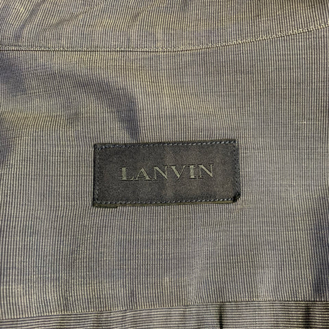 LANVIN Size M Navy Black Grid Cotton Button Up Long Sleeve Shirt
