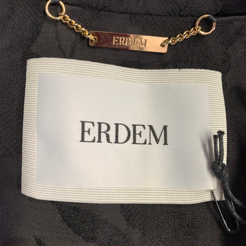 ERDEM Size 8 Black Wool Blend Floral Peak Lapel Jacket Blazer