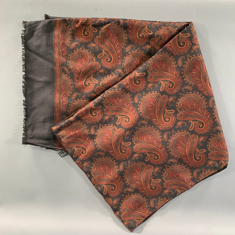 LUCIANO Size One Size Black Burgundy Paisley Silk Wool Scarves