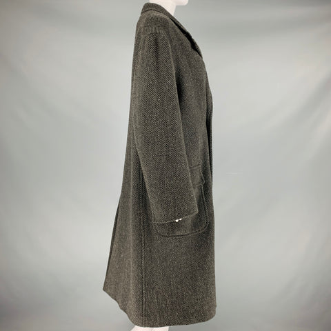 RALPH LAUREN Size 8 Grey Black Wool Herringbone Double Breasted Coat