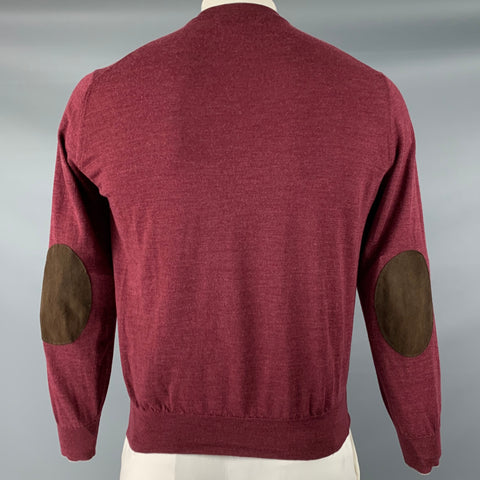BRUNELLO CUCINELLI Size M Burgundy Wool Cashmere Crew Neck Sweater