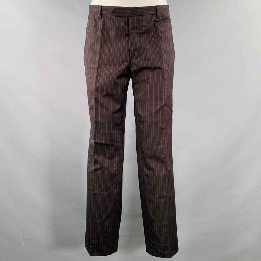 CoSTUME NATIONAL Size 38 Brown Grey Pinstripe Wool Single Button Suit