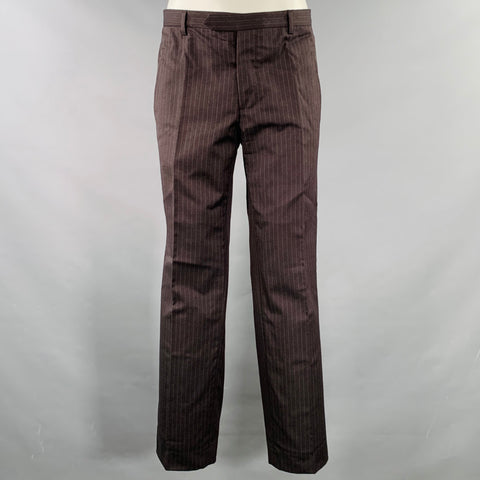 Costume National Taille 38 Costume à Rayures Grises et Marron en Laine à Un Bouton