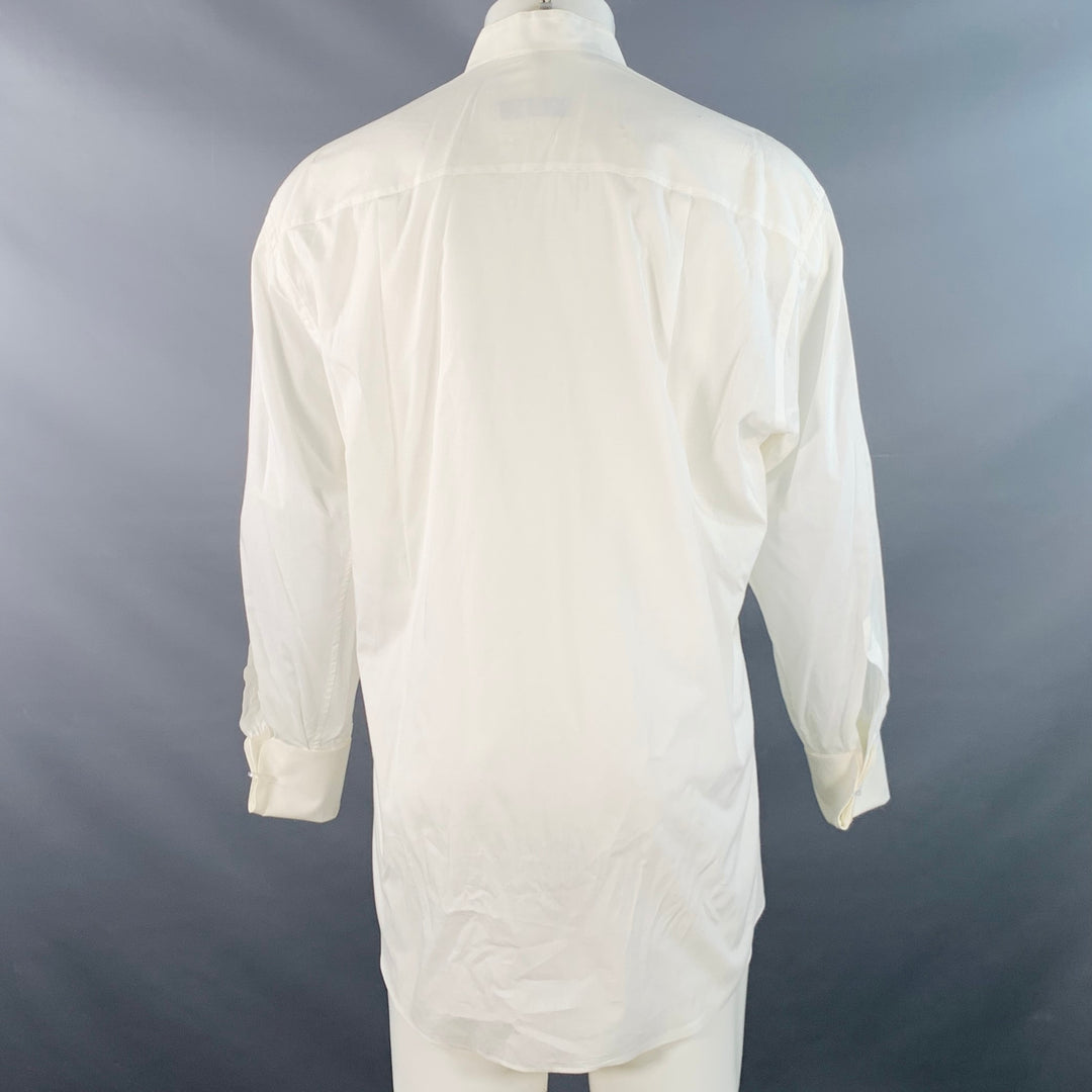 ERMENEGILDO ZEGNA Size S Cream Textured Wingtip French Cuff Tuxedo Long Sleeve Shirt