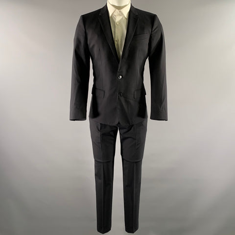 DOLCE & GABBANA Size 38 Navy Wool Blend Notch Lapel Slim Fit Suit