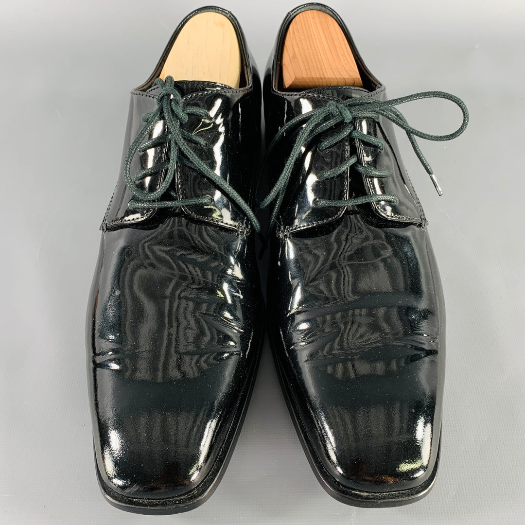 CALVIN KLEIN Size 9.5 Gareth Black Patent Leather Derby Lace-Up Shoes – Sui  Generis Designer Consignment