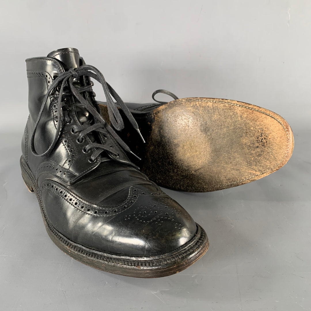 ALDEN Size 12 Black Wingtip Leather Ankle Boots