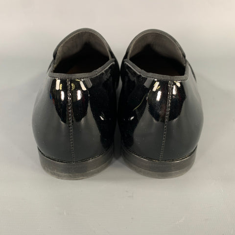 LANVIN Size 8 Black Patent Leather Slip On Loafers