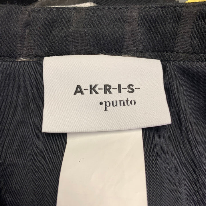 AKRIS Size 4 Black White Cotton Blend Polka Dot Pleated Skirt